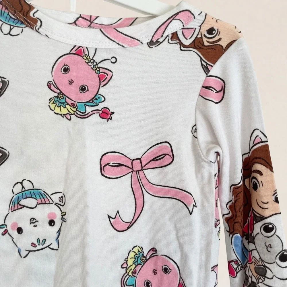 DreamWorks Gabbys Dollhouse Baby Girls 2PC‎ Pajama Set White Pink 12M NWT
